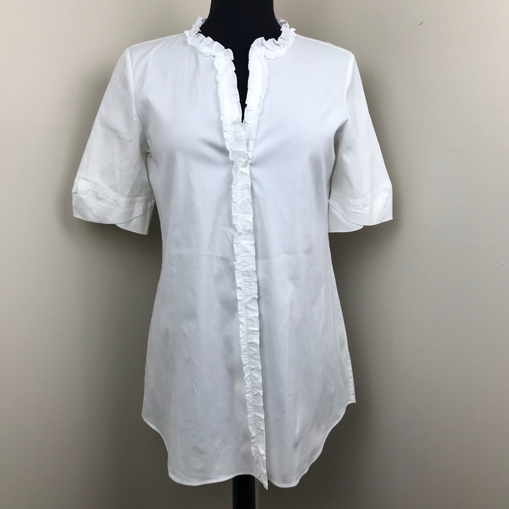 Lafayette 148 New York White Button Down Shirt - 6